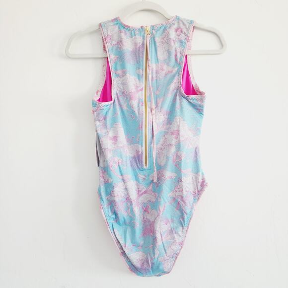 LoveShackFancy x Hurley Reversible Floral Blue & Pink One-Piece Swimsuit Medium - Picture 4 of 14